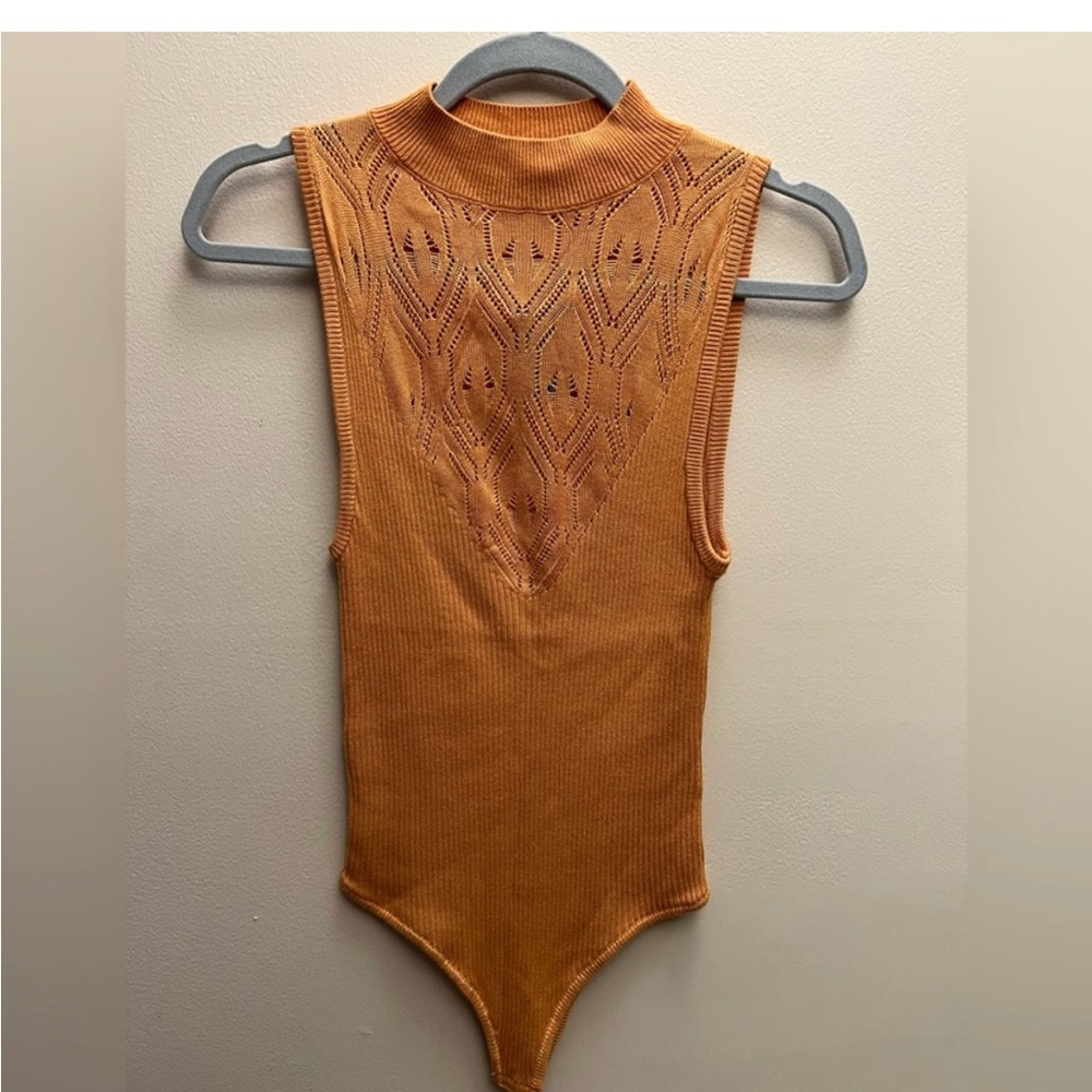 NWT Free People On Point Bodysuit- Orange Dreams -Size Large - Picture 3 of 5